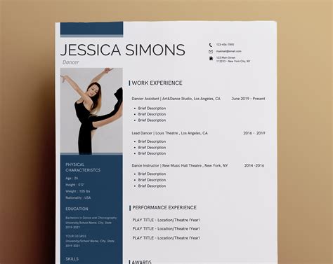 dance resume template